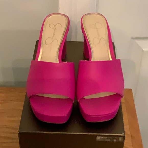 Jessica Simpson Shoes - Jessica Simpson satin pink block heel size 7M